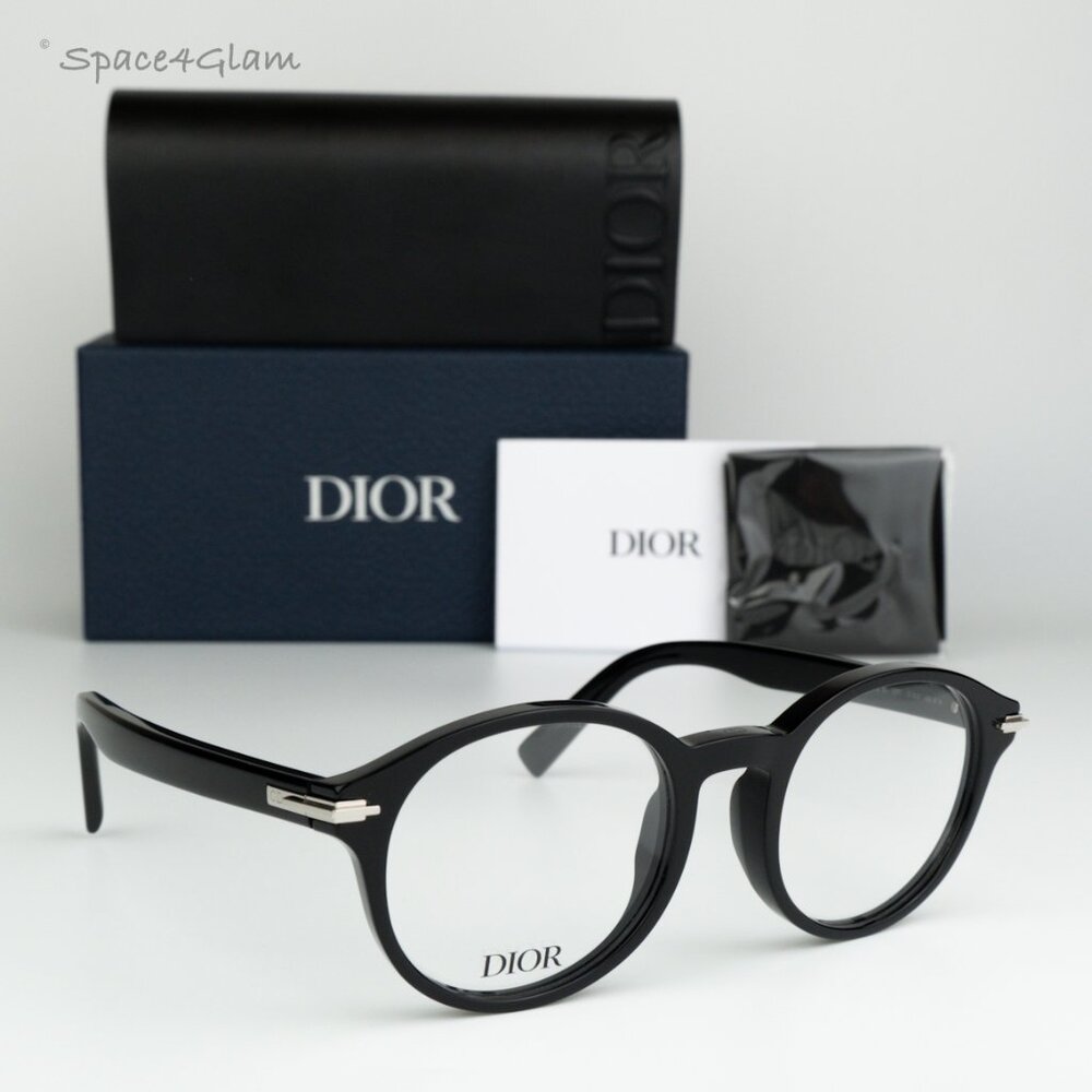 Dior Women Eyeglasses Shiny Black Demo Round DIORBLACKSUITO RI 1000 BRAND NEW